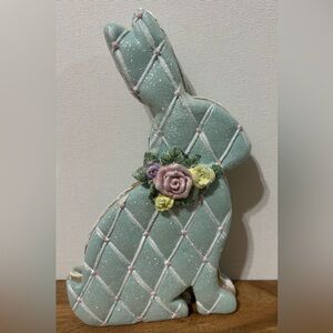 Pastel Blue Easter Bunny Rabbit Faux Gingerbread Macaroon Spring Decor 8” NEW